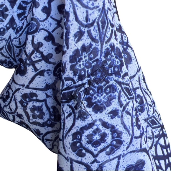 SPEECHLESS • Blue Geometric Floral Print Sheer Long Sleeve Dress - Picture 9 of 9